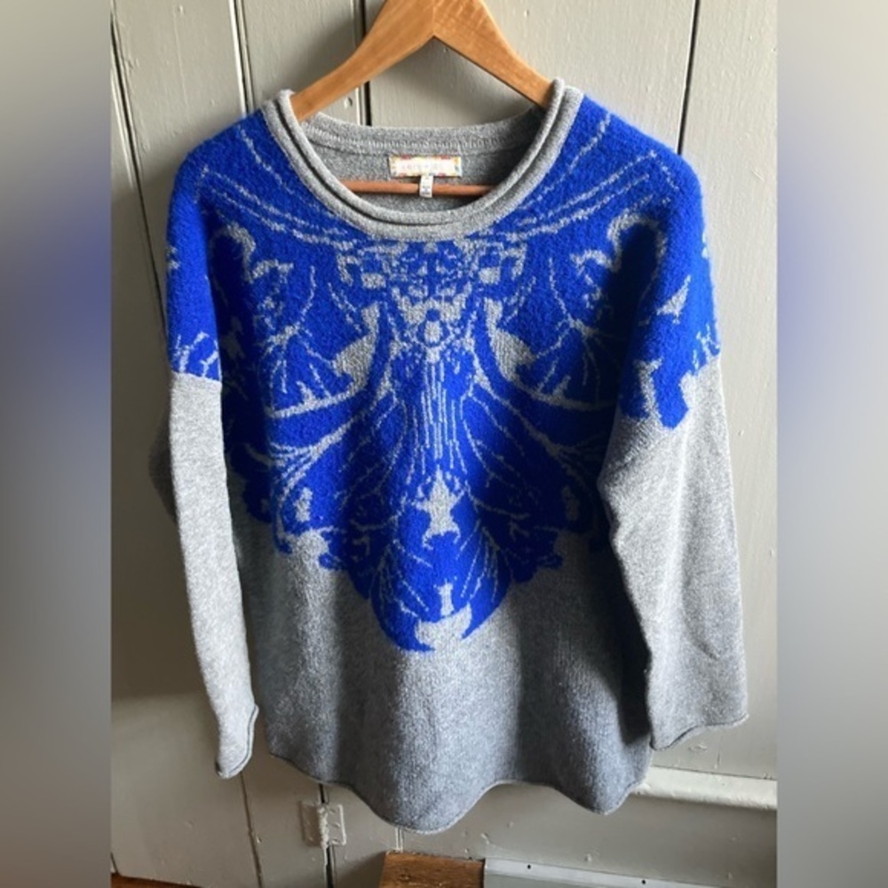 Anthropologie Delft Jacquard Pullover Sweater by Eri + Ali sz S